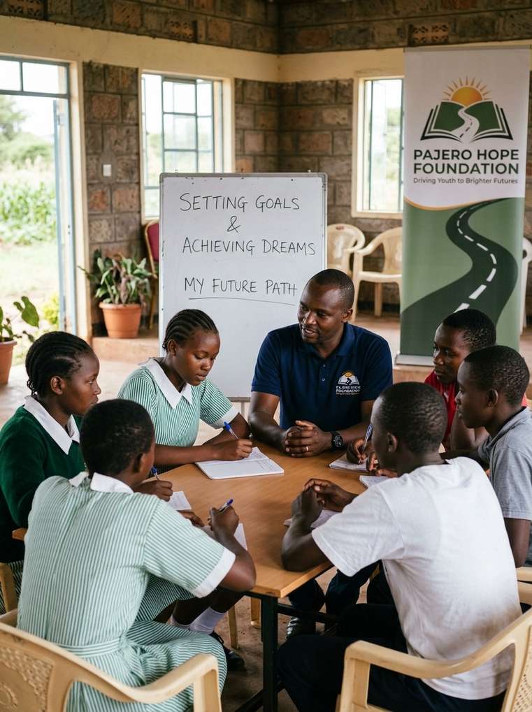 A Pajero Hope Foundation mentor leading a goal-setting session with youth
